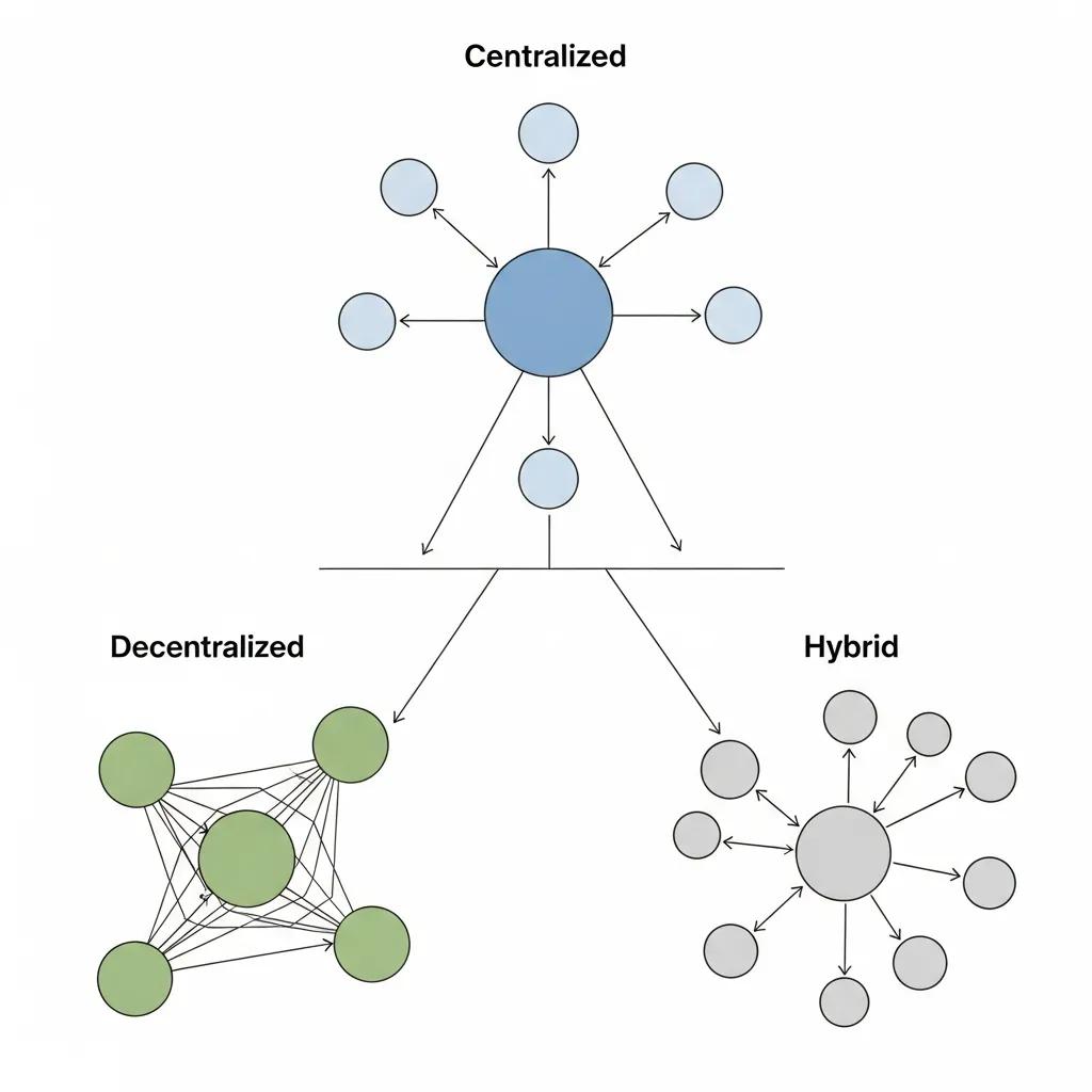 Illustration showing governance models and workflows for design systems